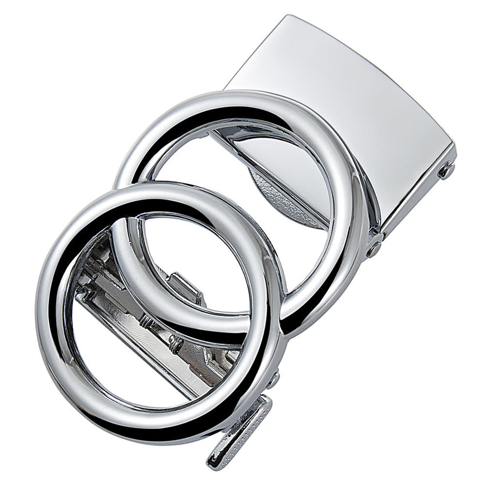 Affra silver double ring interchangeable buckle on a white background