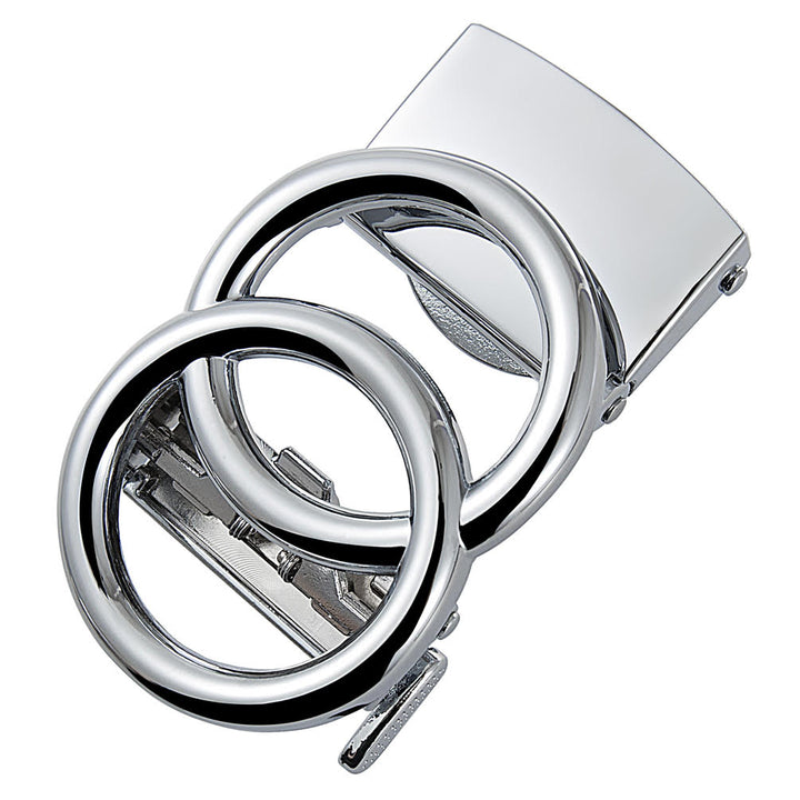 Affra silver double ring interchangeable buckle on a white background